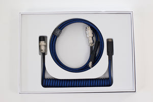 Blue + Black - Coiled USB-C Aviator Keyboard Cable