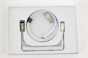 White + White - Coiled USB-C Aviator Keyboard Cable